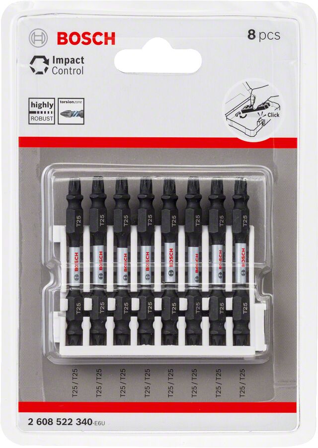 Bosch - Impact Control Serisi Çift Taraflı Vidalama Ucu 8'li T25 *65mm
