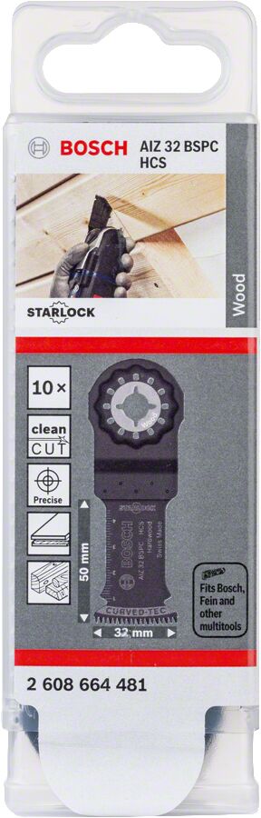 Bosch - Starlock - AIZ 32 BSPC - HCS Sert Ahşap İçin Daldırmalı Testere Bıçağı 10'lu
