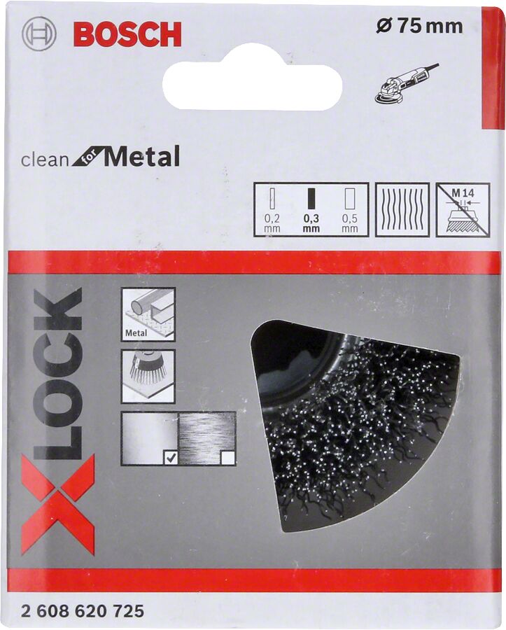 Bosch - X-LOCK - Clean Serisi Metal İçin Saçaklı Tel Fırça 75*0,3 mm