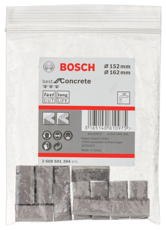 Bosch - Best Serisi Elmas Sulu Karot Uç Segmanı 152-162 mm İçin 12 Parça
