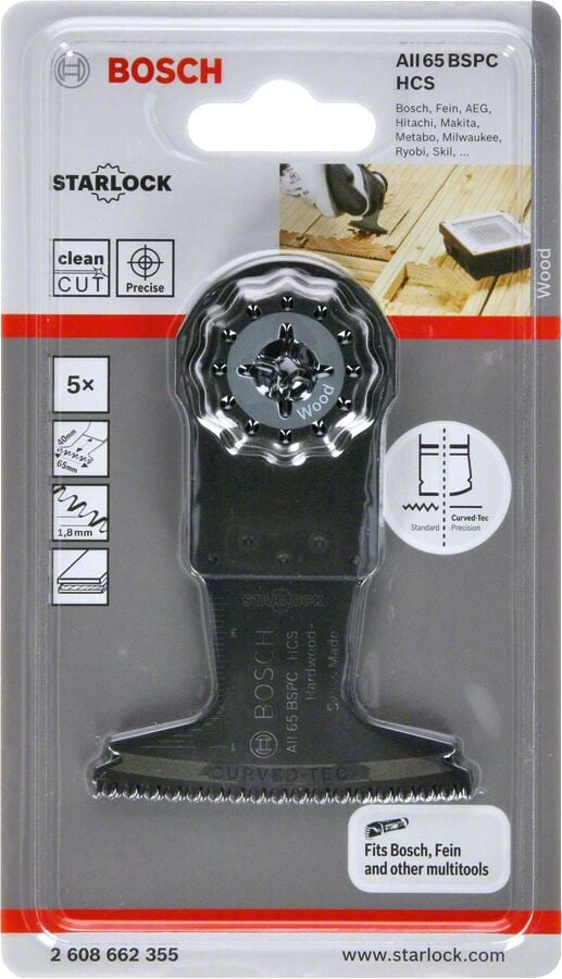 Bosch - Starlock - AII 65 BSPC - HCS Sert Ahşap İçin Daldırmalı Testere Bıçağı 5'li