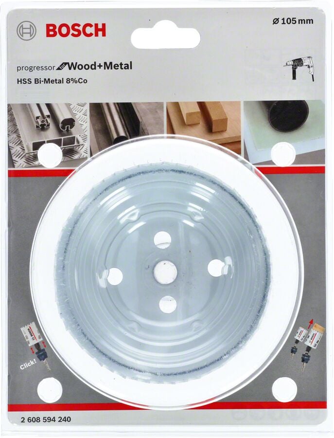 Bosch - Yeni Progressor Serisi Ahşap ve Metal için Delik Açma Testeresi (Panç) 105 mm