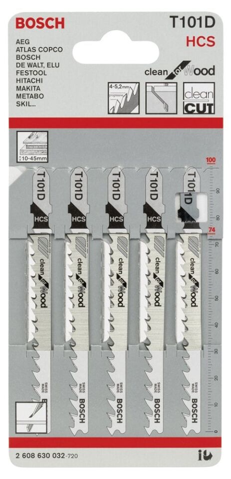 Bosch - Temiz Kesim Serisi Ahşap İçin T 101 D Dekupaj Testeresi Bıçağı - 5'Li Paket