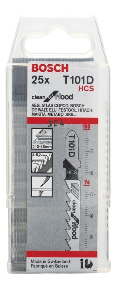 Bosch - Temiz Kesim Serisi Ahşap İçin T 101 D Dekupaj Testeresi Bıçağı - 25'Li Paket