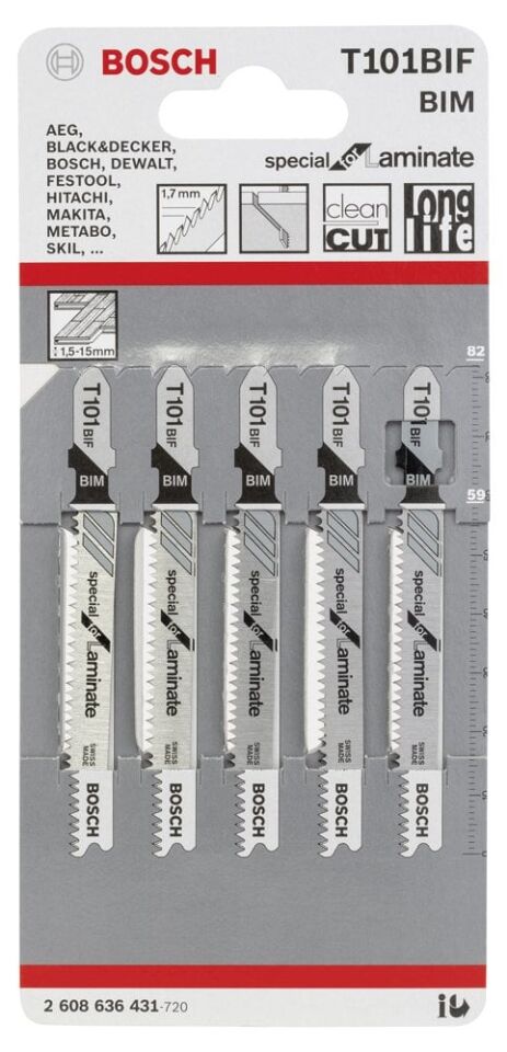 Bosch - Special Serisi Laminant İçin Özel T 101 BIF Dekupaj Testeresi Bıçağı - 5'Li Paket