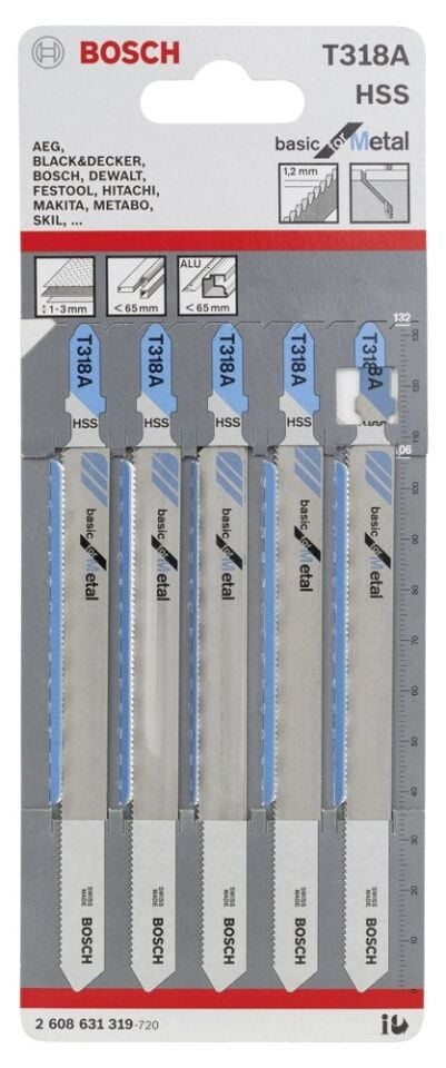 Bosch - Ekonomik Seri Metal İçin T 318 A Dekupaj Testeresi Bıçağı - 5'Li Paket