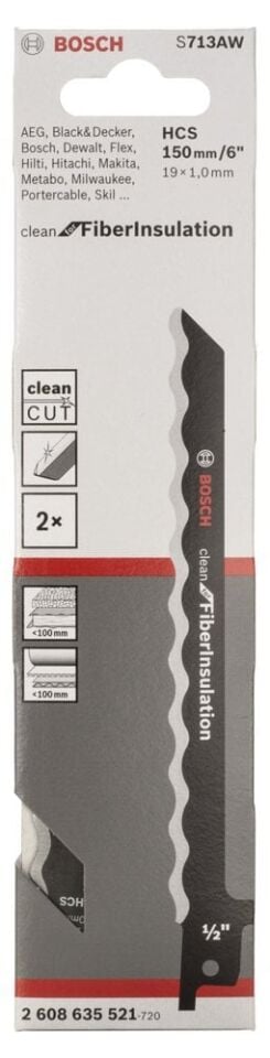 Bosch - Clean for Serisi Elyaflı Yalıtım Malzemeleri için Panter Testere Bıçağı S 713 AW