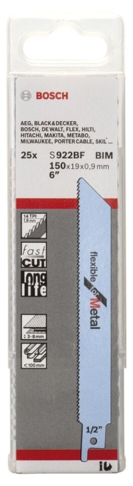 Bosch - Flexible Serisi Metal için Panter Testere Bıçağı S 922 BF - 25'li