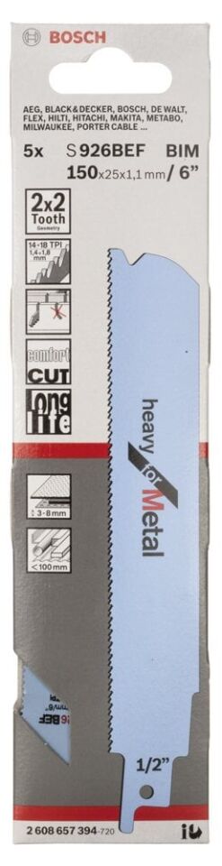 Bosch - Heavy Serisi Metal için Panter Testere Bıçağı S 926 BEF - 5'li