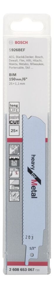 Bosch - Heavy Serisi Metal için Panter Testere Bıçağı S 926 BEF - 25'li