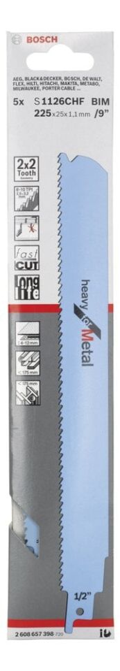 Bosch - Heavy Serisi Metal için Panter Testere Bıçağı S 1126 CHF - 5'li