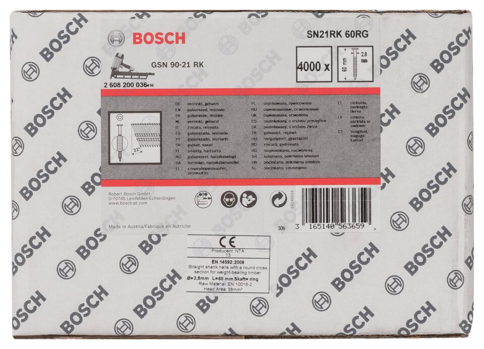 Bosch - GSN 90-21DK Çivi  60mm 4000li YivliÇinko