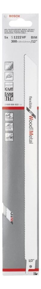Bosch - Flexible Serisi Ahşap Ve Metal için Panter Testere Bıçağı S 1222 VF - 5'li