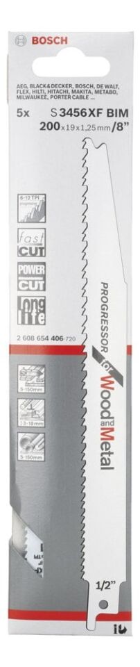 Bosch - Progressor Serisi Ahşap Ve Metal için Panter Testere Bıçağı S 3456 XF - 5'li