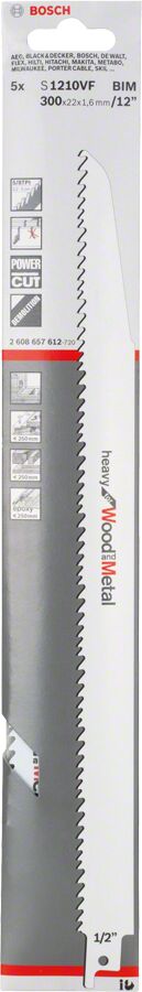 Bosch - Heavy Serisi Ahşap Ve Metal için Panter Testere Bıçağı S 1210 VF - 5'li