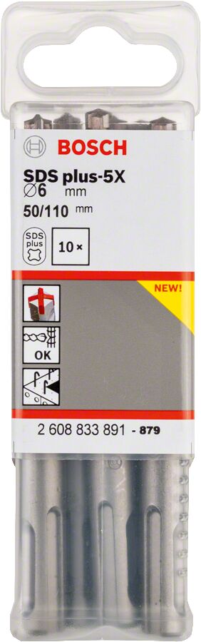 Bosch - SDS-Plus-5X Serisi Kırıcı Delici Matkap Ucu 6*110 mm 10'lu