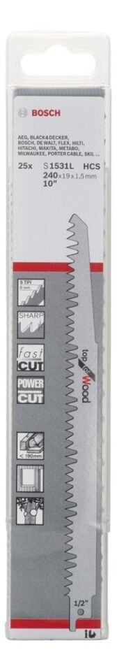 Bosch - Top Serisi Ahşap için Panter Testere Bıçağı S 1531 L - 25'li