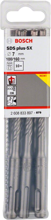 Bosch - SDS-Plus-5X Serisi Kırıcı Delici Matkap Ucu 7*160 mm 10'lu