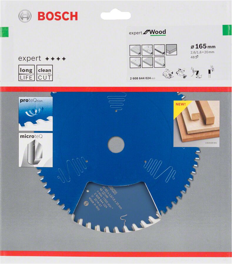 Bosch - Expert Serisi Ahşap için Daire Testere Bıçağı 165*20 mm 48 Diş