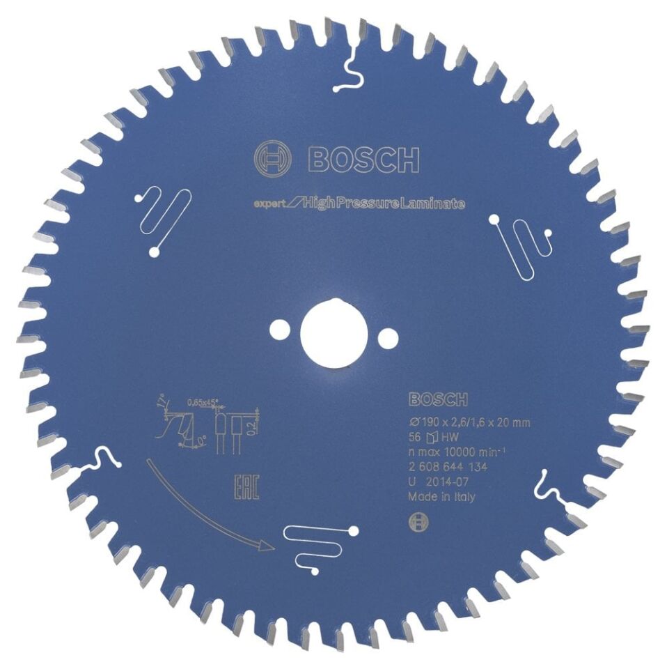 Bosch - Expert Serisi Yüksek Basınçlı Lamine Panel ve Trespa için Daire Testere Bıçağı 190*20 mm 56 Diş
