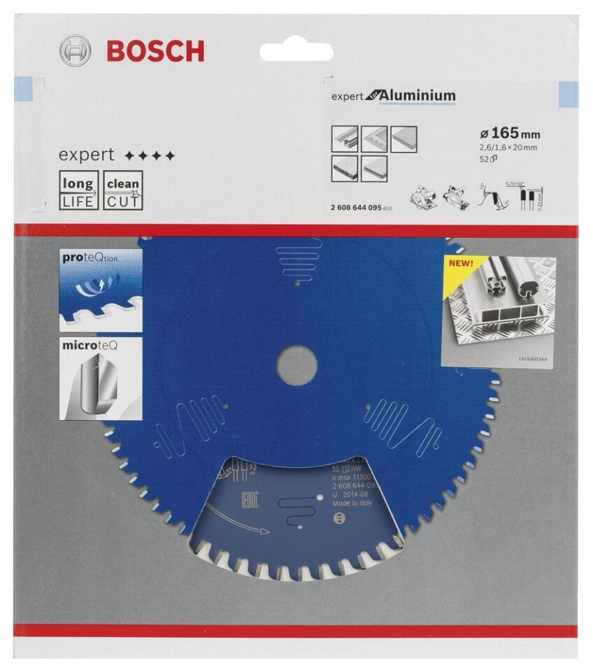 Bosch - Expert Serisi Alüminyum için Daire Testere Bıçağı 165*20 mm 52 Diş