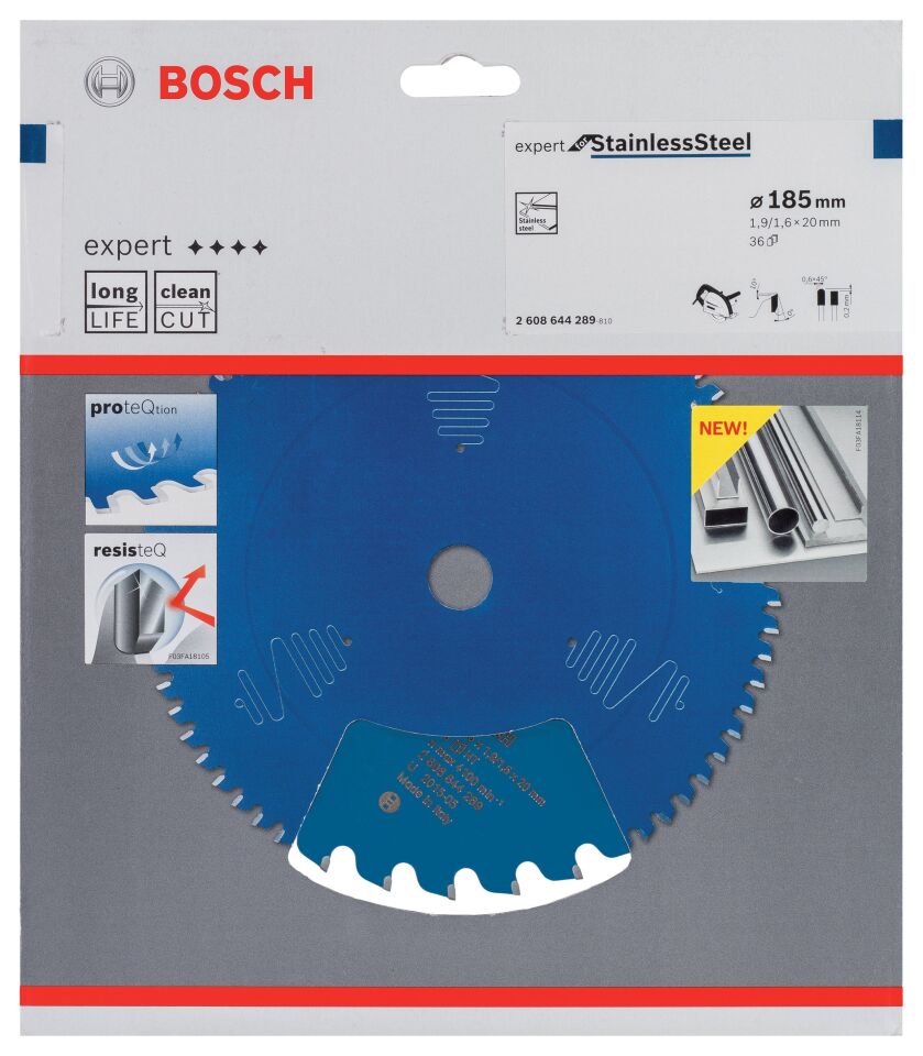 Bosch - Expert Serisi Paslanmaz Çelik için Daire Testere Bıçağı 185*20 mm 36 Diş