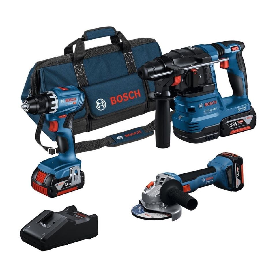 Bosch Professional GSB 18V-45 + GWS 18V-8 + GBH 18V-22 3x18V 4.0Ah Akülü Kombo Kit