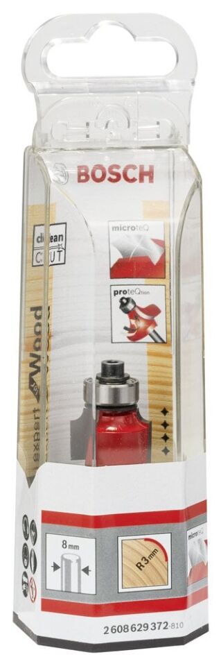 Bosch - Expert Serisi Ahşap İçin Çift Oluklu, Sert Metal Bilye Yataklı Yuvarlama Frezesi 8*3*55mm