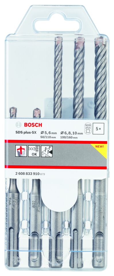 Bosch - SDS plus-5X Serisi Kırıcı Delici Matkap Ucu 5 Parça Set (5,6 x 110 mm, 6,8,10 x 160 mm)