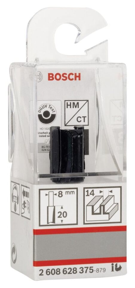 Bosch - Standard Seri Ahşap İçin Çift Oluklu, Sert Metal Düz Freze Ucu 8*14*51mm