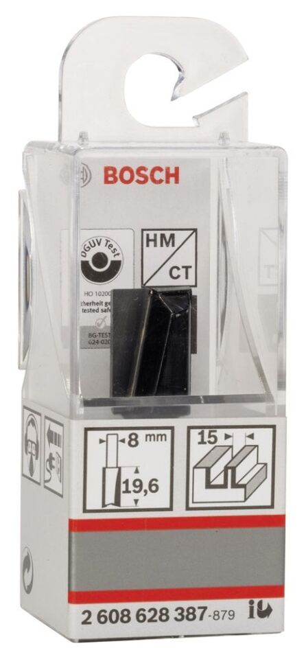 Bosch - Standard Seri Ahşap İçin Çift Oluklu, Sert Metal Düz Freze Ucu 8*15*51mm