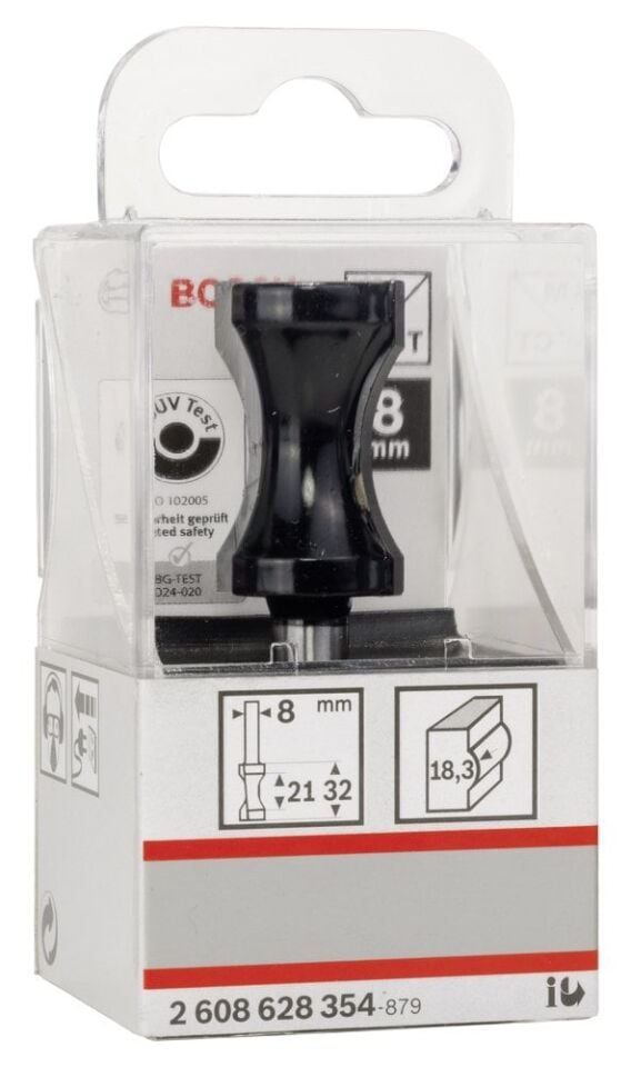 Bosch - Standard Seri Ahşap İçin Çift Oluklu Sert Metal Yassı Çubuk Freze 8*20,6*63,5mm