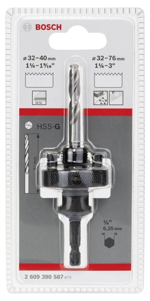 Bosch - Altıgen Şaftlı 32-76 mm Pançlar İçin Adaptör, Anahtar Ağzı 1/4'' (6,35mm)