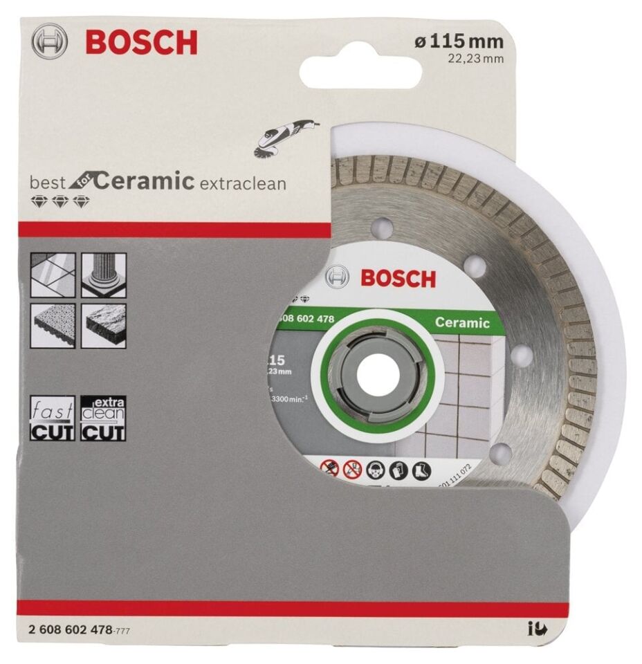 Bosch - Best Serisi Seramik İçin, Extra Temiz Kesim Turbo Segman  Elmas Kesme Diski 115 mm